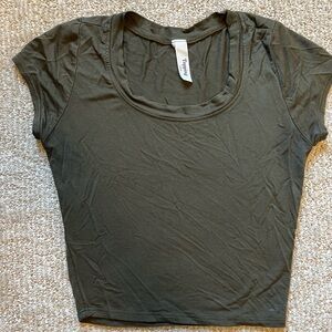 Army green crop top